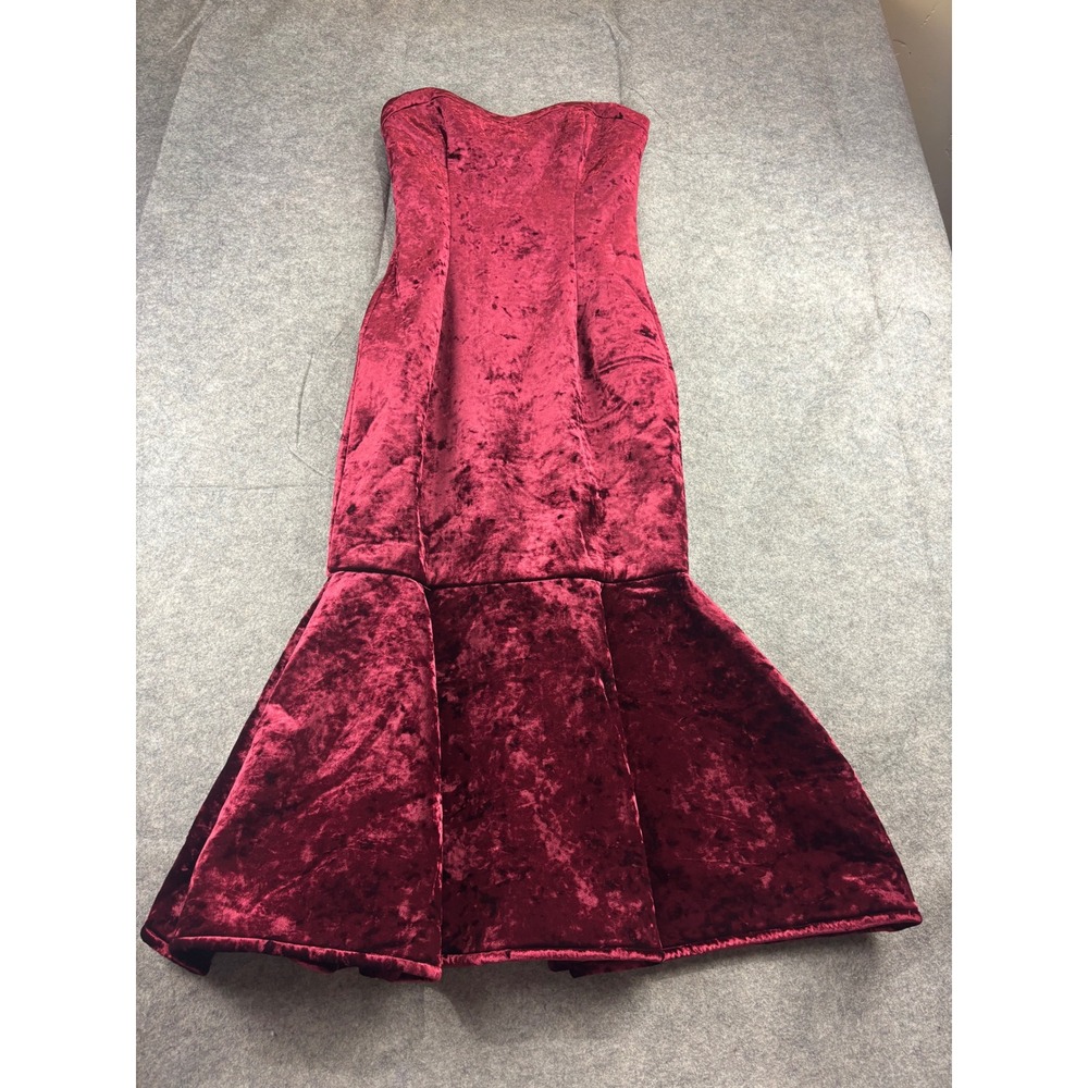 Black Halo EVE Women 2 Crushed Velvet Strapless Sweetheart Cocktail Dress Sexy